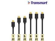 Tronsmart MUPP8 Micro USB Cables 6 Pack 1ft*1 3.3ft*2 6ft*3 with Gold connector TransferSpeed for xiaomi for Samsung android