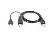 USB 2.0 Type A Male to Dual USB A Male Y Splitter Cable Cord Black