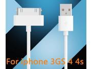 1m white USB Sync Data Charger Cable for Apple iPhone 3GS 4 4S 4G iPod ipad mini 1 2 nano touch Adapter Mobile Phone Charging