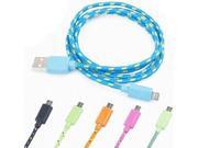Noodle Flat Cable Fabric Braided Micro USB Cable 1m Charging Cable for Samsung LG Sony HTC Huawei Xiaomi