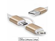2 in 1 Aluminum Micro USB Cable 1M Charging Mobile Phone Cables For iPhone 5 5S 6 S plus Charger ios Data Samsung Galaxy Android