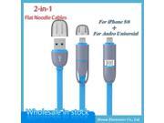 2pcs lot USB Cable 8Pin 2 in 1 Sync Data Charging USB Cable for iPhone 5 5s 6 6s plus IOS 9 Charger Cable For Samsung
