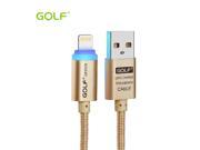Original GOLF LED Lighting 8Pin USB Data Cable Sync Charging Metal Braided Wire 1M 2.1A Output For iPhone5 5S 6 6Plus iPad iPod