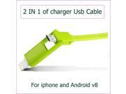 HOT 2 in 1 High speed Micro USB cable for Nokia apple iphone Asus all of Android cell phone date sync charger cable LED ligh