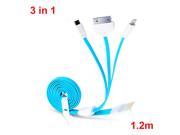 High Quality 8pin 30pin Micro USB 3 in 1 Cable Sync Data Charger For iPhone 5 6 6S Plus Samsung S3 S4 S5 ipad Xiaomi 2 colours