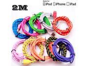 2M 6FT for original apple iphone 5 5s 6 plus Braided Nylon 8pin usb cable support ios 8 best quality