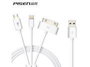 Pisen Original 0.6M 3 in 1 Micro USB Cable Multi Charger Line for iPhone 6 5 5s 4 4s Samsung Galaxy S6 S5 S4 Mobile phone