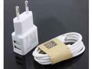 5V 2A Dual USB Wall Charger Adapter EU Plug AC Power Charger 2 Port 1pcs Micro USB Cable for Samsung S5 S6