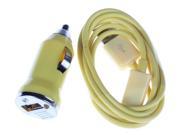 Car Charger Micro USB Cable for SamsungGalaxy S4 i9500 S IV S3 S III i747 Yellow