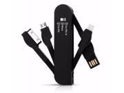 Swiss Knife Shape Multifunctional USB Cable 30 Pin 8 Pin Micro USB 3 in1 Key USB cable with Folding Design for iphone samsung