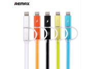 Original Remax 100cm 2in1 USB Cable Micro to 8 pin Fast Charging Cable for iPhone 5 6 iPad iPod for IOS 9 Samsung HTC LG Miaomi