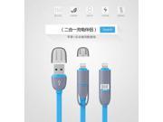 2015 high quality Micro usb 8pin USB 2 in 1 Sync Data Charger Cable for iPhone 5s 6 plus ipad ios 8 For Samsung HTC
