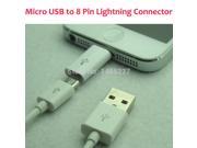 1PC Retail Android Micro USB to Lighting 8 Pin Connector Adapter Converter USB Data Sync Charging Cable For iPhone5 6s iOS9
