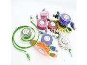 High quality retractable Nylon Braided micro USB Cable Charging and Sync for samsung s3 s4 note 2 blackberry htc fast