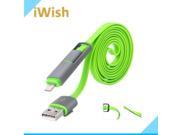 2in1 1M Mobile Phone Cables For iPhone 4 5 6 Charger ios Micro USB Cable For Samsung Galaxy HTC Android