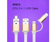 100% Original IPHOX Multi Function 3 in 1 usb otg cable adapter For IOS iphone Android Samsung Fast Charging Micro USB Cable