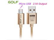 Golf Micro USB Cable 2.1A 2M Metal Braided Cord Data Sync Wire Charger For Samsung Galaxy S4 S3 HTC Micro usb
