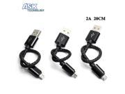 0.2M 5V 2A Braided Metal Plug Micro USB Cable Coiled Charger Data Cable For Samsung Sony Xiaomi HTC