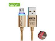 100% Original Golf Brand LED Metal Braided Nylon Micro USB Cable 1m Data Sync Charger For Samsung HTC LG Light Cable