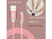 0.25M 1m Aluminum Nylon Braided V8 Micro USB 2.0 Fast Charging Cable Cords Data Sync 2.1A Max Output Charge Pure Copper