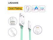 USAMS 2.1A Micro USB Cable for iPhone 6 6s Plus 5S 5 iPadmini Samsung Galaxy S6 S3 S4 Sony Xiaomi HTC LG 2 in 1 USB Data Cable