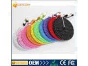 1m Braided USB Cable Noodle Fabric Flat Micro USB Cable for Smart Phone