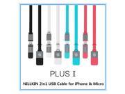 Original NILLKIN 2 in 1 Fast Data Sync Charger micro USB Cable for iphone 5 5S 6S Plus ipad for iOS 8 iOS 9 Android phone 120cm