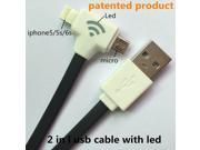 2 in 1 led usb cable Charging and data sync Applicable to rapple ipod nano touch 5 6 7 egalaxy s6 note 5 tab 2 remax cover s5