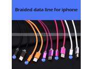 Genuine Leather Bradied Aluminum USB Cable 1M 3FT 8 Pin V8 Micro Sync Charger Cable for iPhone 5 6 6S Plus Samsung Android Phone
