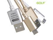 GOLF 1m 1m 2A Micro USB Charger Cable For Samsung Huawei Oneplus Xiaomi Lenovo HTC LG Moto Metal Braided Chargers LED