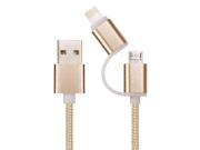High quality 2in1 dual use lightning micro USB nylon braided charging cord data cable for iPhone Samsung and more