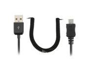 1M Spring Coiled USB 2.0 Male to Micro USB 5 Pin Data Sync Charger Extension Cable For Cell Phone MP3 MP4 Black And White