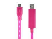 Mirco USB Cable EL Pink Color With Blue Led Light Visible 5Pin Charge For Samsung Huawei ZTE Lenovo Xiaomi Charger Wire