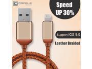CAFELE leather braided 8 Pin Lighting USB Cable 100cm Sync Fast Charger data line for iPhone 6 Plus 6s with buckle