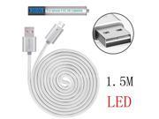 Micro Usb Cable 2pc Nohon Smart Led 5pin Sliver Micro Cable For Android Cell Phones 150cm Ultra Fast Data Charger Line