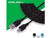 COOLSELL 2m Micro USB Cable Charging Data Sync Cords for SamsungS4 S6 HTC LG Android Phone 2pcs lot Mixcolor Woven Cords