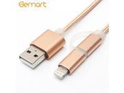 2 in 1 Nylon Line and Metal Plug Sync Data Charging Micro USB Cable for iPhone 6s 6 plus 5s Samsung Xiaomi