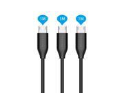 3 Premium 3.28ft 1m Micro USB Cable Pack TeckNet High Speed USB 2.0 A Male to Micro B Sync Charge Cables For Samsung Android