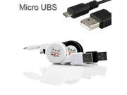 Micro USB Cable for Mobile Phone Retractable Cables Reel Fast Charge Data Sync 100cm for Samsung for HTC Black and White