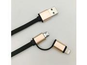 2 in 1 USB cable 1 meter aluminum charger for samsung Galaxy Android ios data for 6 5 s 5 iPhone charging cable