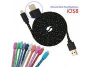 2m usb cable Flat Braided Fabic Woven 8pin USB Data Sync Charger Cable Cords Wire for iPhone 5 5s 6 6Plus