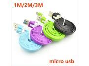 Noodle Flat wire Data Charger V8 Micro USB charging Cable For Samsung S6 s5 S4 S3 HTC Xiaomi Huawei phone accessories1m