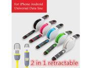 Hot Sales Retractable 2 in 1 Micro Charger USB data cable For iPhone 5 5s 6 6s For Samsung Android and other USB data cable