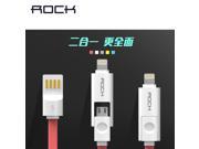 ROCK 2 in 1 100cm universal USB Cable Mirco 8 pin IOS fast Charging cable Data Line For iPhone 5s 6 plus Sync Android Samsung