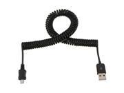 1M Spring Coiled USB 2.0 Male to Micro USB 5 Pin Data Sync Charger Extension Cable For Cell Phone MP3 MP4 Black And White