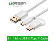 Ugreen 2 in 1 Micro USB cable and USB Type C cable for Macbook Nokia N1 One Plus 2 Nexus 5X 6P Meizu Pro 5 Xiaomi Mi 4C Zuk Z1