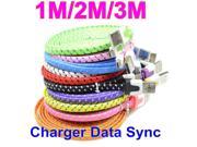 Micro USB Cable 2m Cable USB Data Sync Fabric Woven Charger for Smart Phone for tablet PC