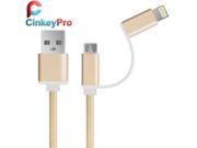 CinkeyPro Aluminum 1M Mobile Phone Cables Micro USB 2 in 1 Universal Cable Charging For Samsung iPad iPhone 5 6 ios Data Charger