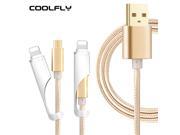 2 in1 USB Cable 2M 8 pin Nylon Wire Charging Data Transfer Cable For Iphone 5 5c 5s 6 plus Samsung xiaomi huawei android
