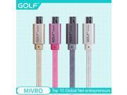 100% Original Golf Brand Metal flat Braided Nylon Micro USB Cable 1m 4Color Data Sync Charger For Samsung etc. Android universal